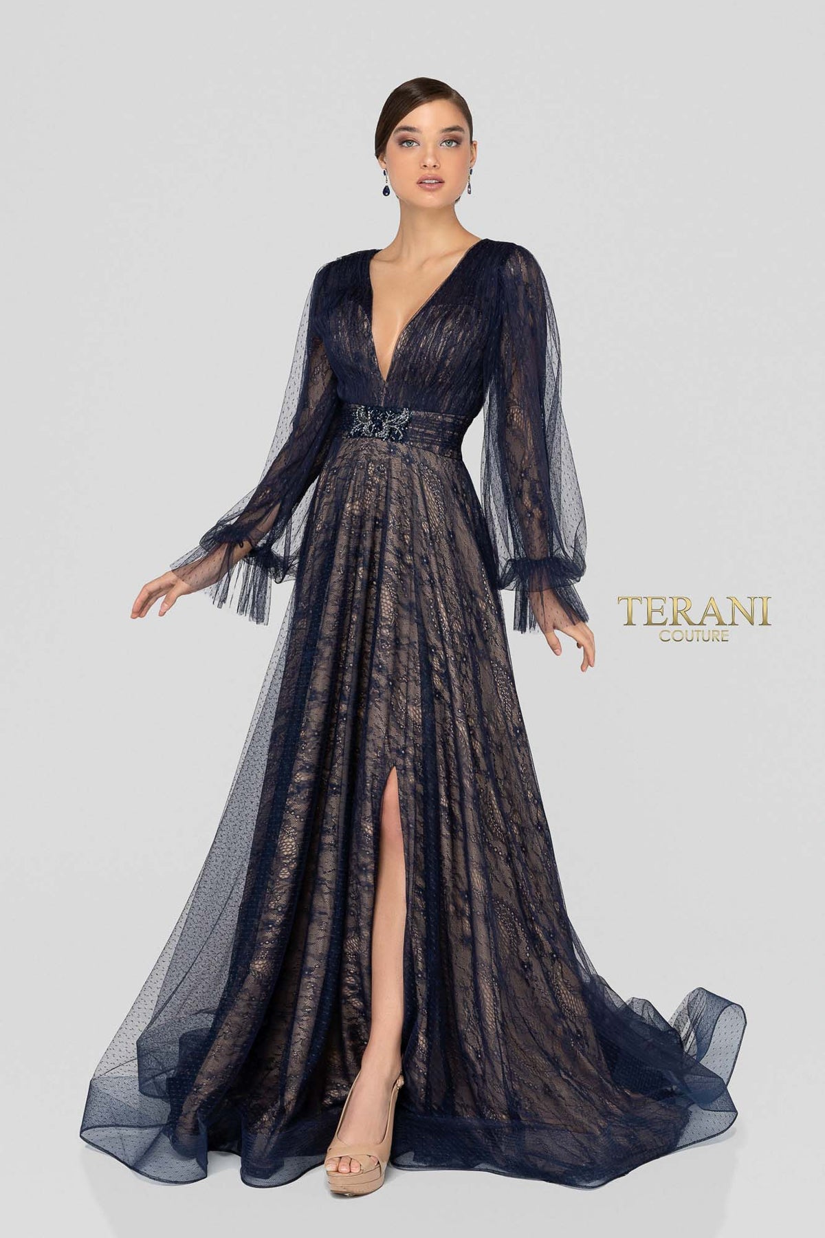Terani Couture Style 1913M9414 Mother of the Bride Dress front view