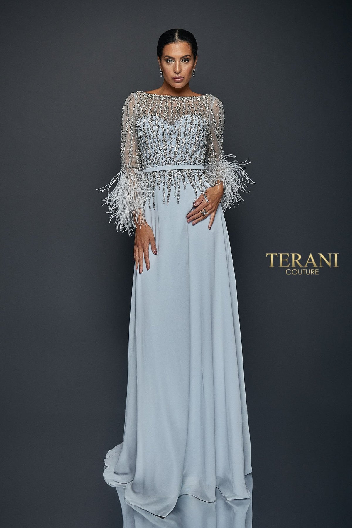 Terani Couture Style 1921M0473 Mother of the Bride Dress front view