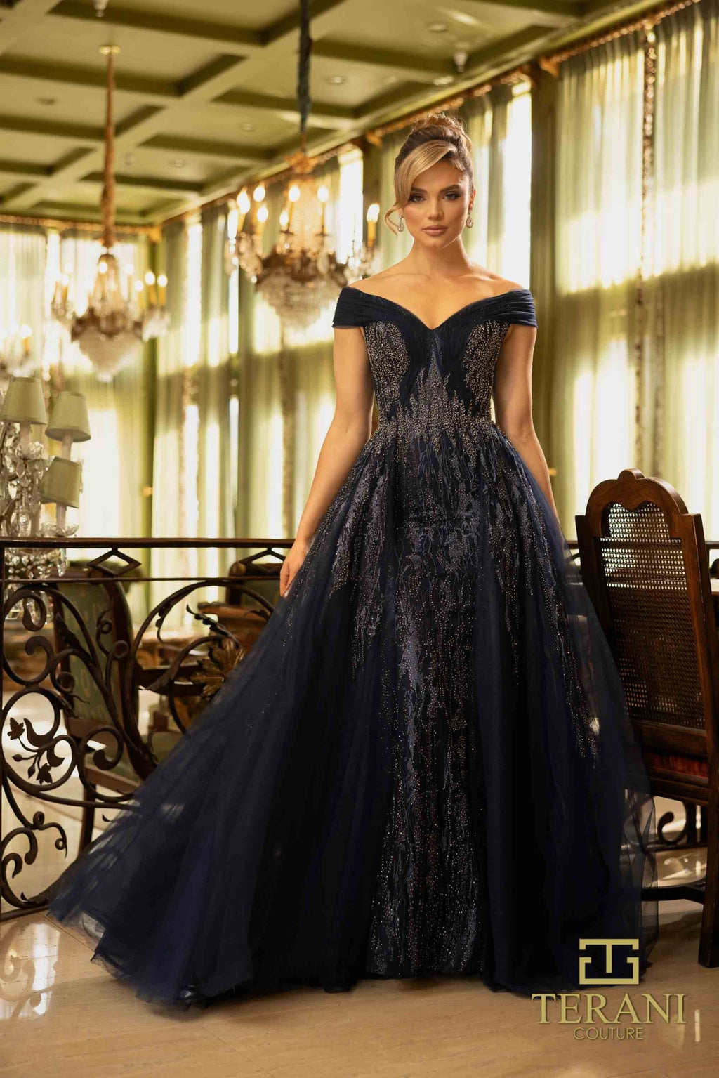 Terani Couture Style 242M3347 Mother of the Bride Dress front view
