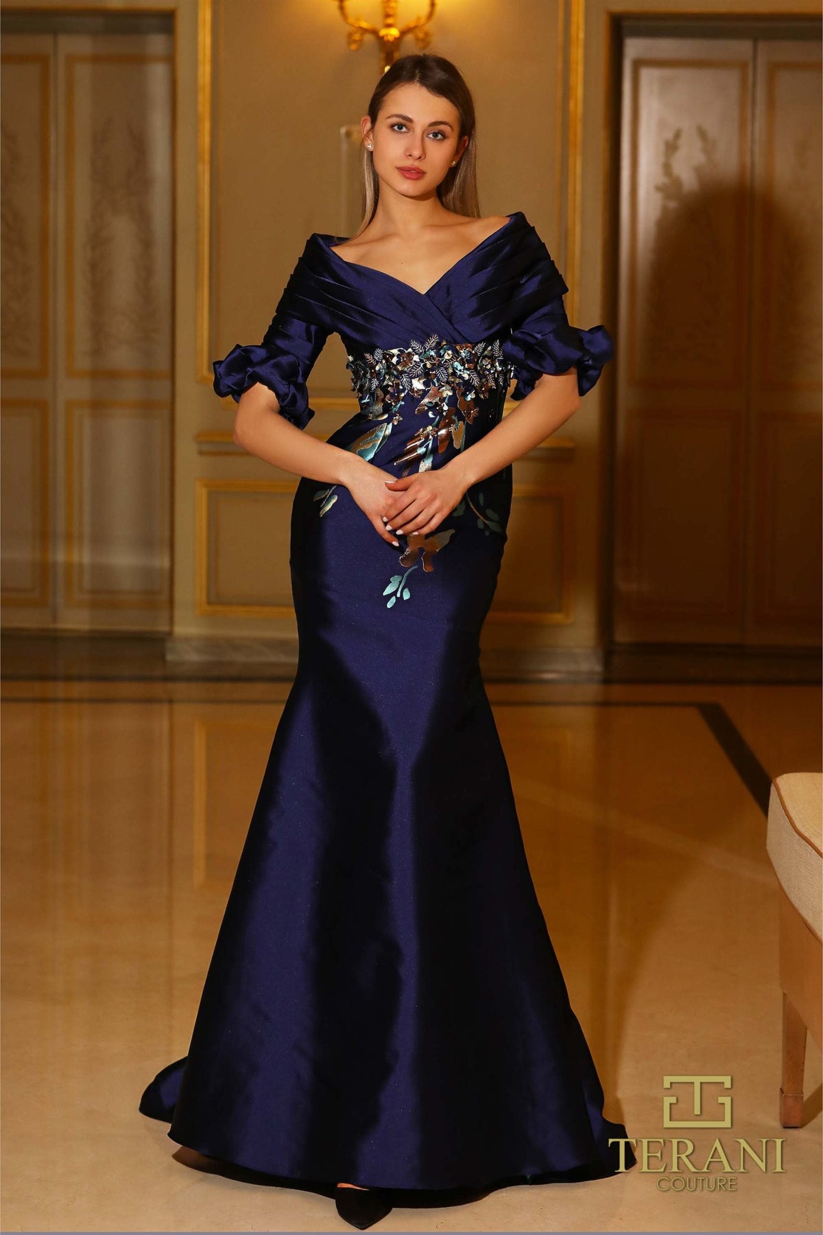 Terani Couture Style 242M3368 Mother of the Bride Dress front view