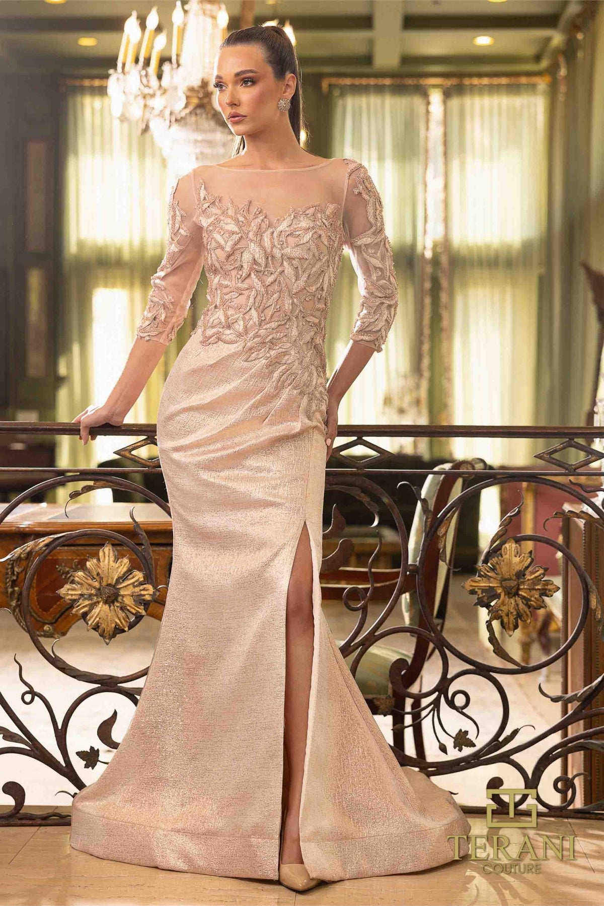 Terani Couture Style 242M3374 Mother of the Bride Dress front view