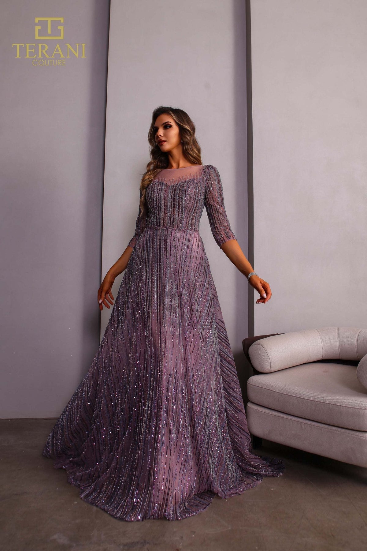 Terani Couture Style 251M4409 Mother of the Bride Dress front view