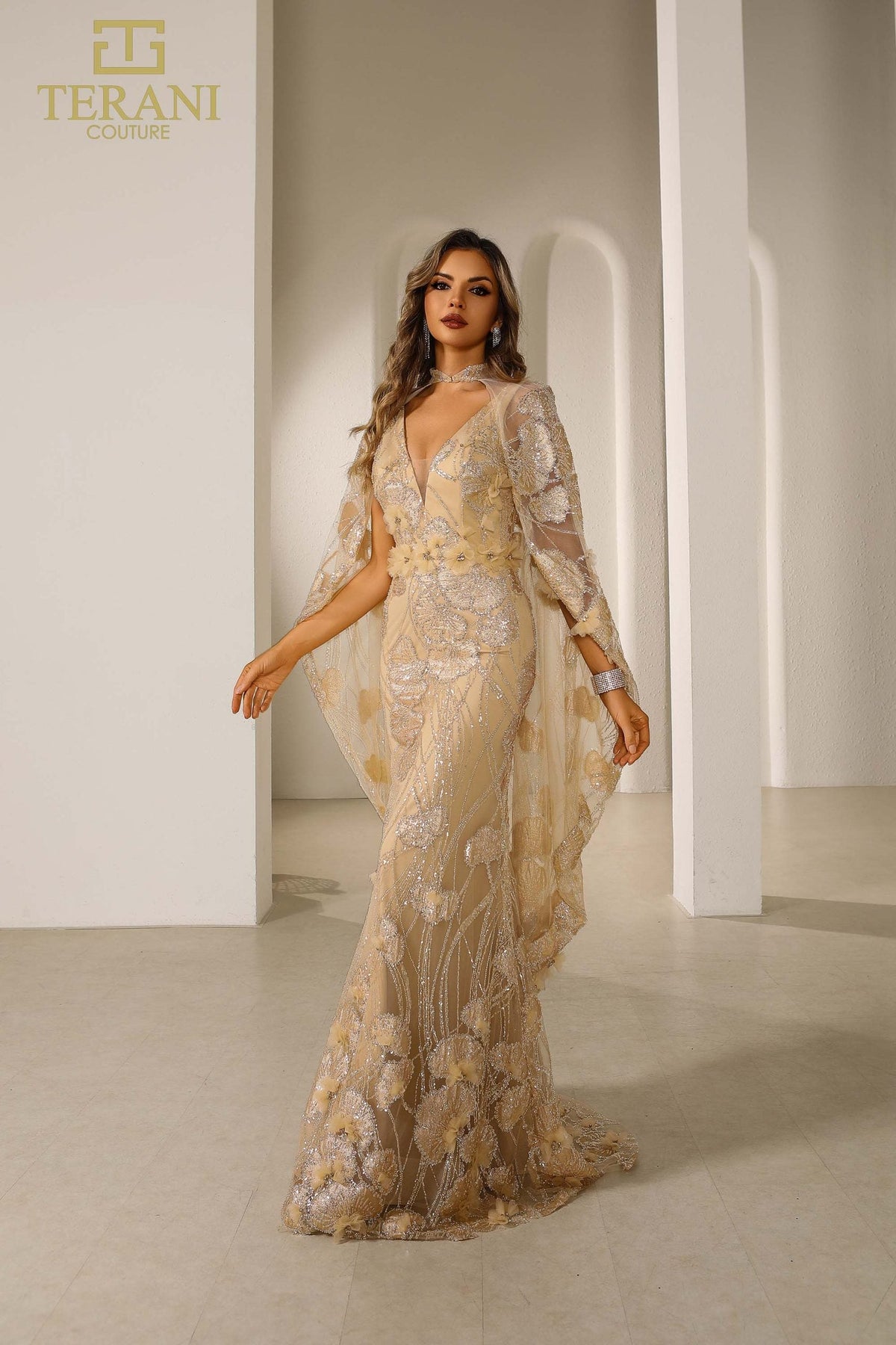 Terani Couture Style 251M4326 Mother of the Bride Dress front view