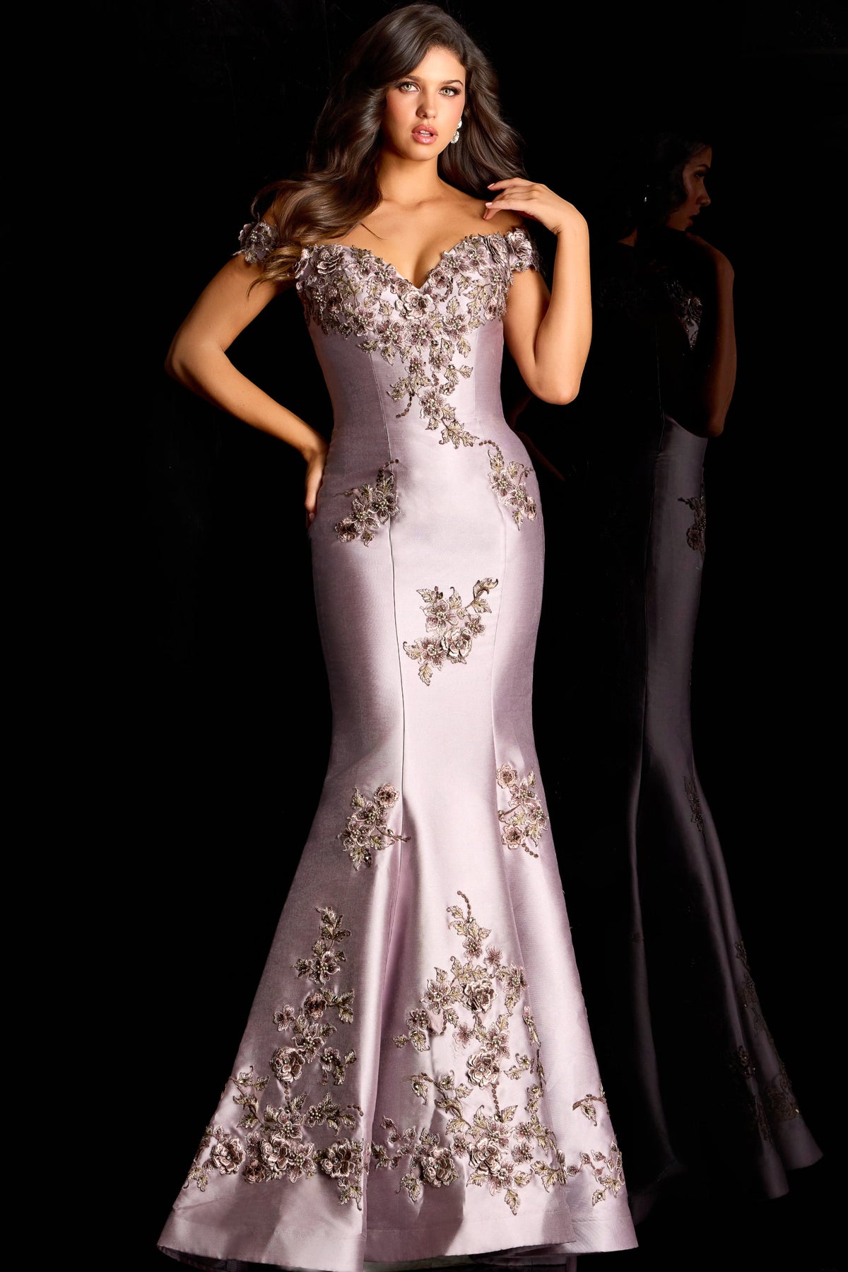 Jovani 47217 Taupe/Lilac View 2